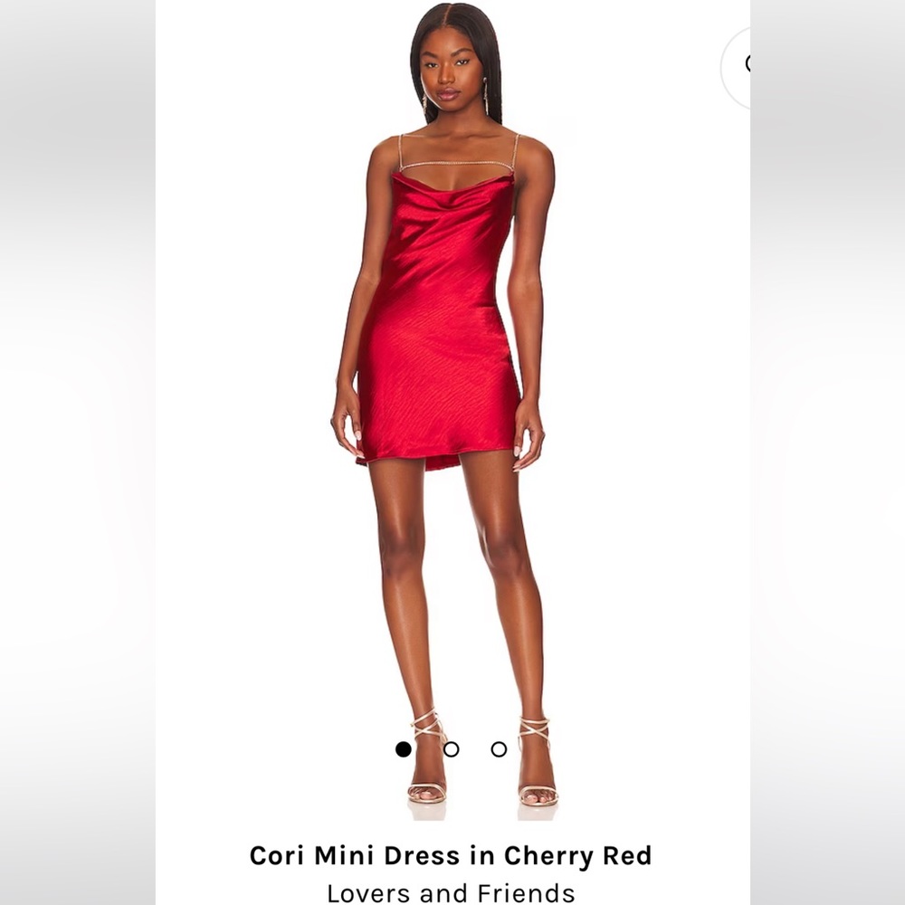 Lovers and Friends Cori Mini Dress in Cherry Red NEVER WORN gold straps SMALL